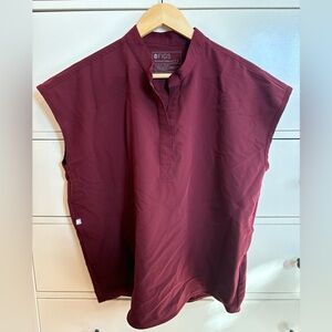 Figs Maroon Scrub Top